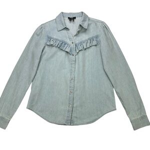 Paige Layda Chambray Ruffle Western shirt, XS